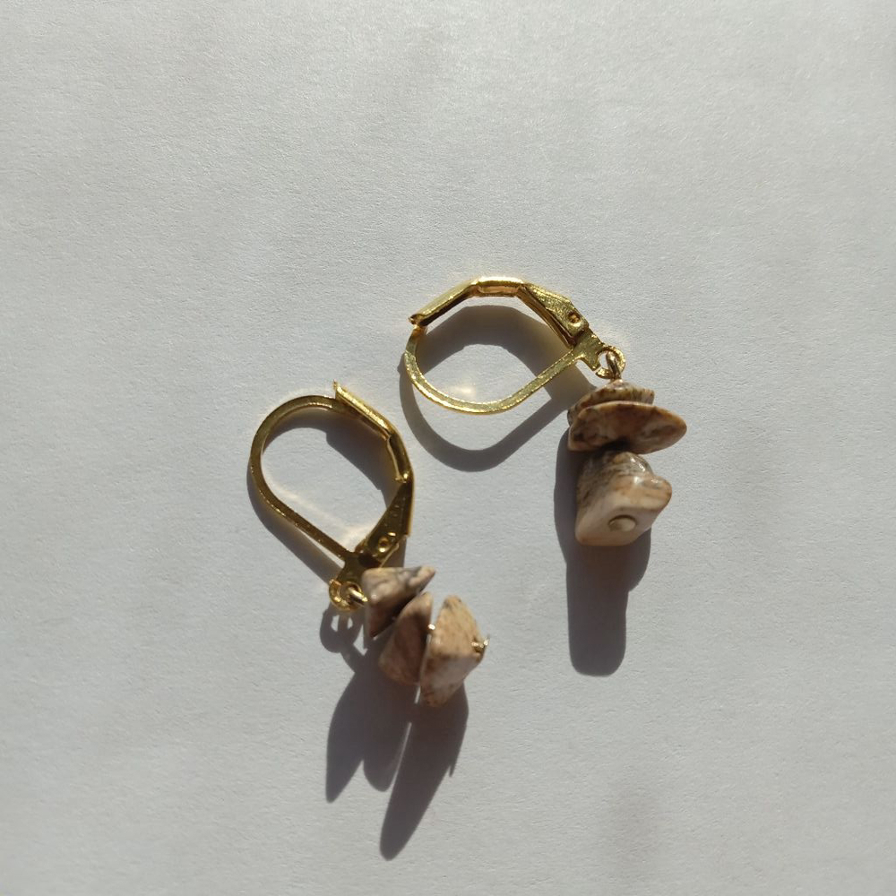 5/$25 Picture jasper stone chip earrings - Picture 2 of 3